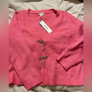 NWT Vigoss Hot Pink Rhinestone Tie Bow Cardigan